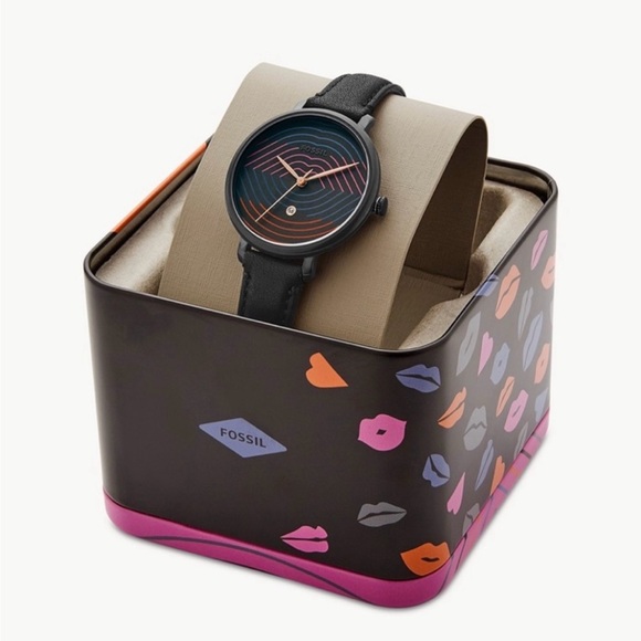 Fossil Limited Edition Jacqueline Three-hand Date Black Leather Watch LE1095 - Picture 1 of 6